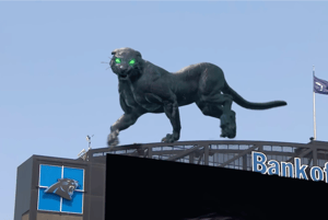 Augmented Reality panther standing on the top of the stadium