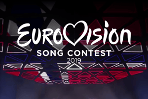 large Eurovision logo in a white font 